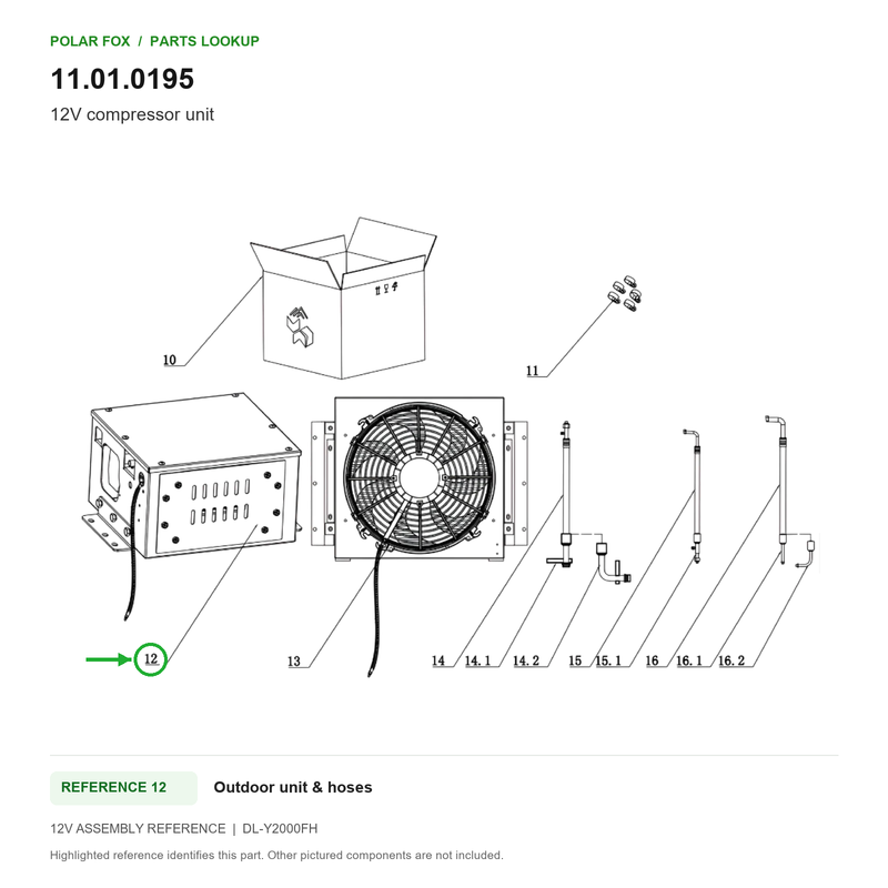Polar Fox 12V compressor unit — 11.01.0195
