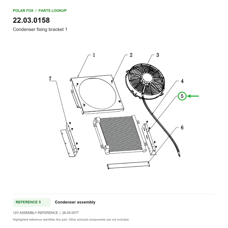 Polar Fox Condenser fixing bracket 1 — 22.03.0158