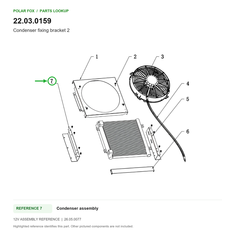 Polar Fox Condenser fixing bracket 2 — 22.03.0159