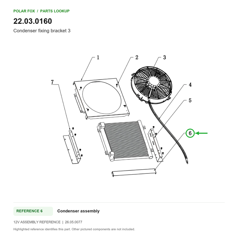 Polar Fox Condenser fixing bracket 3 — 22.03.0160