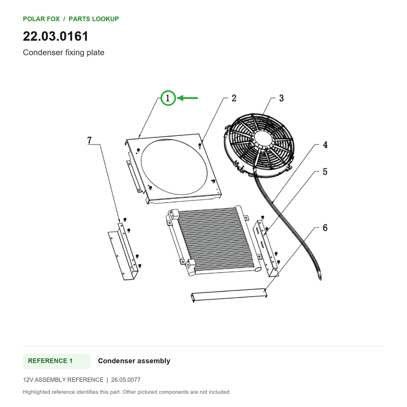 Polar Fox Condenser fixing plate — 22.03.0161