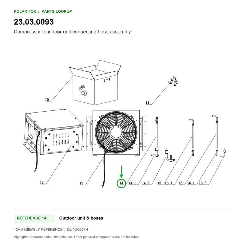 Polar Fox Compressor to indoor unit connecting hose assembly — 23.03.0093