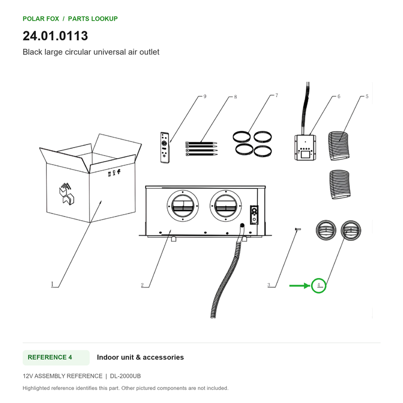 Polar Fox Black large circular universal air outlet — 24.01.0113