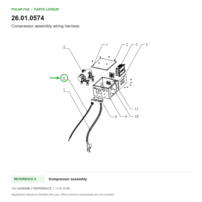 Polar Fox Compressor assembly wiring harness — 26.01.0574