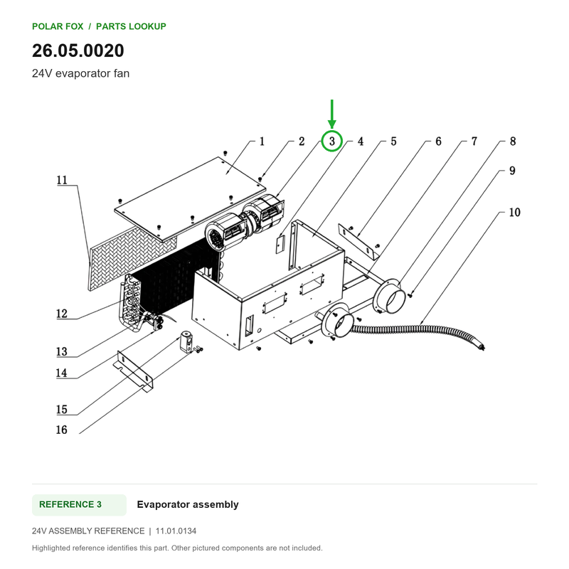 Polar Fox 24V evaporator fan — 26.05.0020