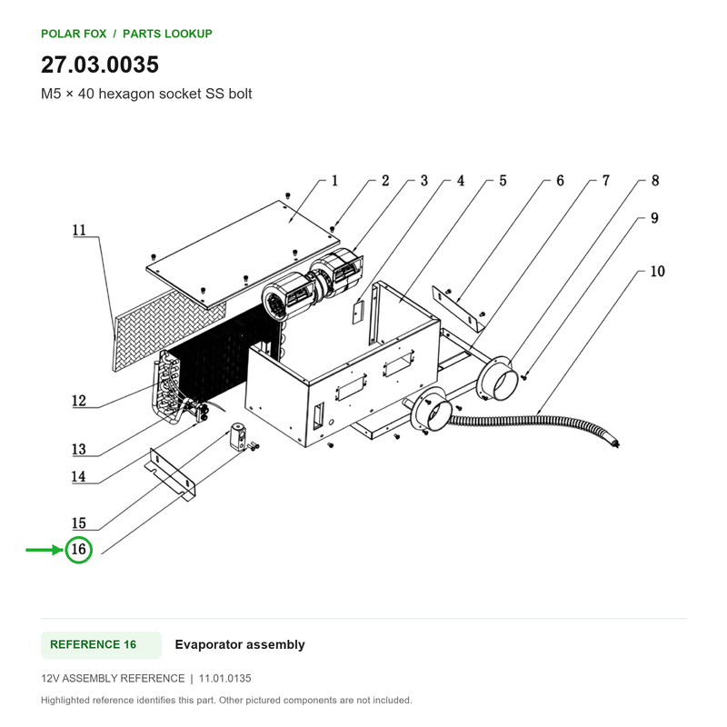 Polar Fox M5 × 40 hexagon socket SS bolt — 27.03.0035