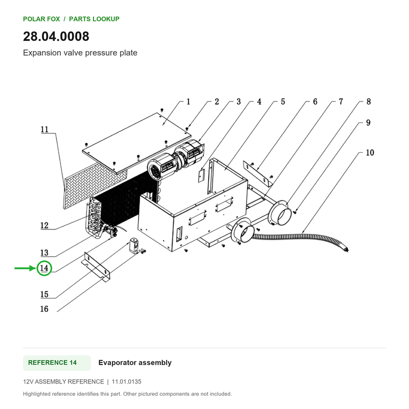 Polar Fox Expansion valve pressure plate — 28.04.0008