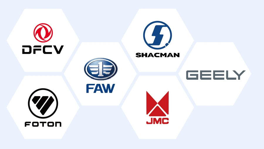 Commercial vehicle brands DFCV, FAW, Shacman, Foton, Geely and JMC