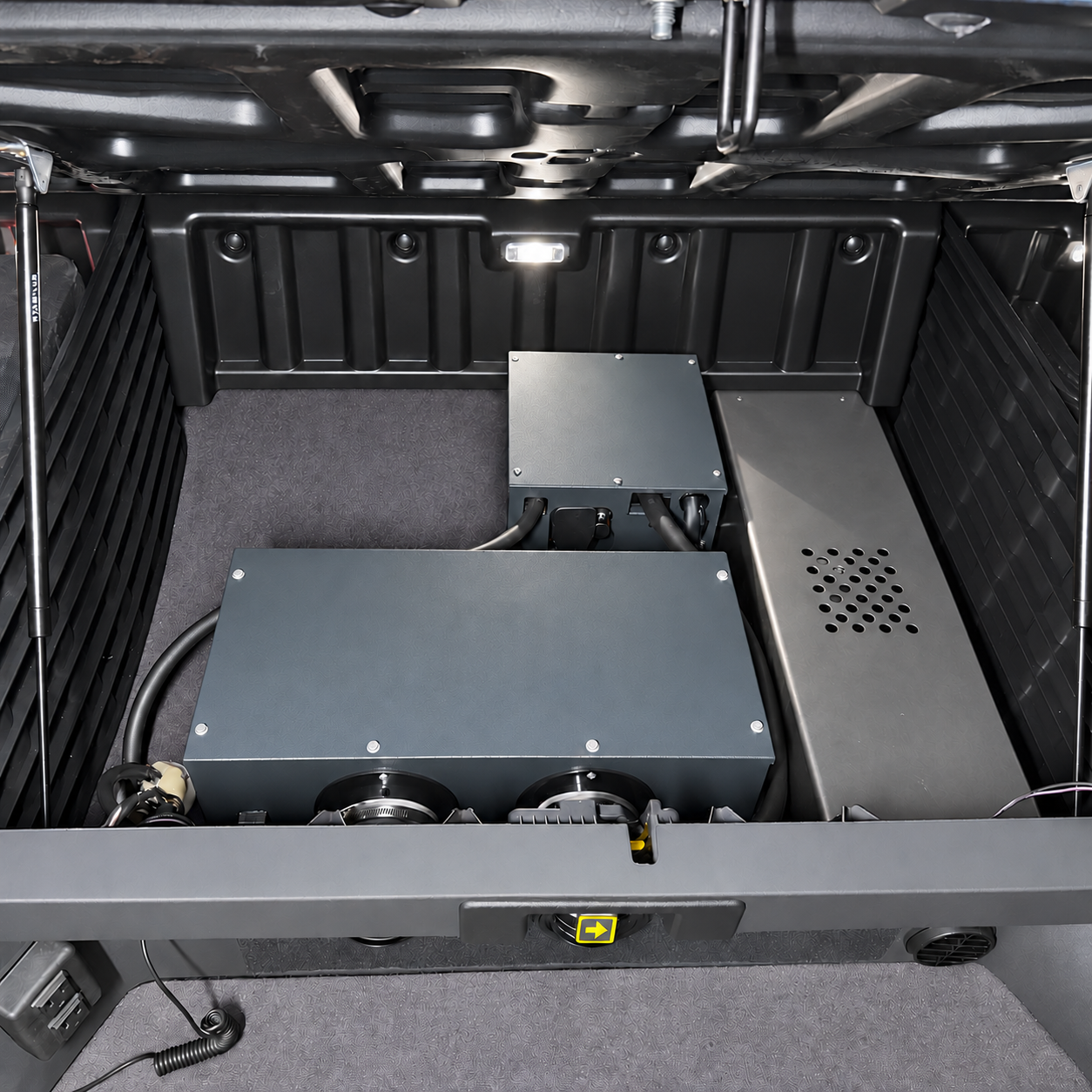 Polar Fox Elite air conditioning equipment installed under a sleeper bunk